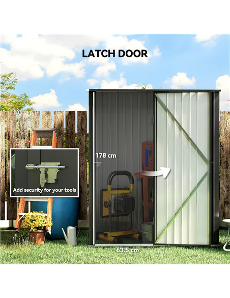 Outsunny 5.3 x 3.1ft Corrugated Steel Garden Shed - Black