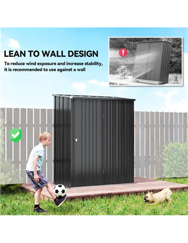 Outsunny 5.3 x 3.1ft Corrugated Steel Garden Shed - Black