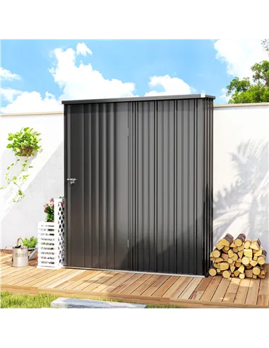 Outsunny 5.3 x 3.1ft Corrugated Steel Garden Shed - Black