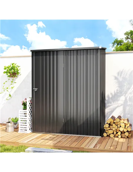 Outsunny 5.3 x 3.1ft Corrugated Steel Garden Shed - Black