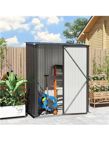 Outsunny 5.3 x 3.1ft Corrugated Steel Garden Shed - Black