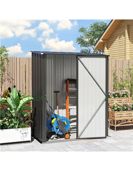 Outsunny 5.3 x 3.1ft Corrugated Steel Garden Shed - Black