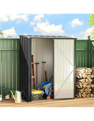 Outsunny 5.3 x 3.1ft Corrugated Steel Garden Shed - Black