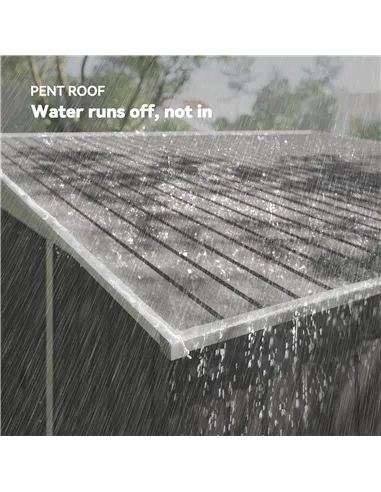 Outsunny 11.3 x 9.2ft Lean to Metal Garden Shed, Outdoor Galvanised Tool Storage House with Double Sliding Doors and 2 Air Vents