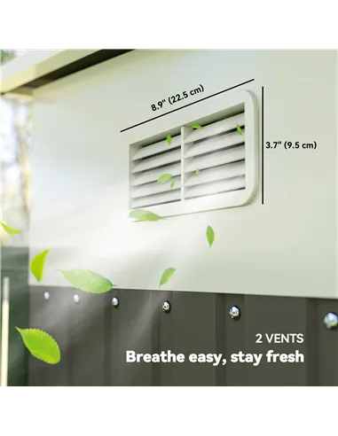 Outsunny 11.3 x 9.2ft Lean to Metal Garden Shed, Outdoor Galvanised Tool Storage House with Double Sliding Doors and 2 Air Vents