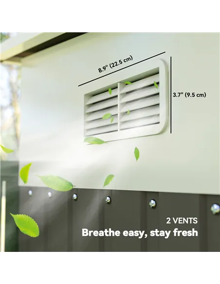 Outsunny 11.3 x 9.2ft Lean to Metal Garden Shed, Outdoor Galvanised Tool Storage House with Double Sliding Doors and 2 Air Vents