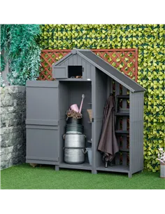 Outsunny Garden Outdoor Storage Shed Outdoor Tool Shed with 3 Shelves and Tilt Roof, 129x51.5x180cm, Grey 2