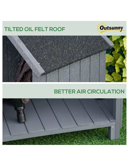 Outsunny Garden Outdoor Storage Shed Outdoor Tool Shed with 3 Shelves and Tilt Roof, 129x51.5x180cm, Grey