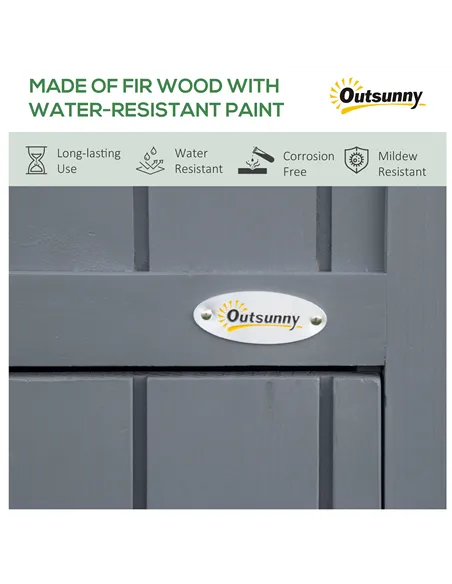 Outsunny Garden Outdoor Storage Shed Outdoor Tool Shed with 3 Shelves and Tilt Roof, 129x51.5x180cm, Grey