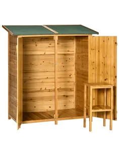 Outsunny 139 x 75 Fir Wood Garden Shed, with Asphalt Roof - Natural