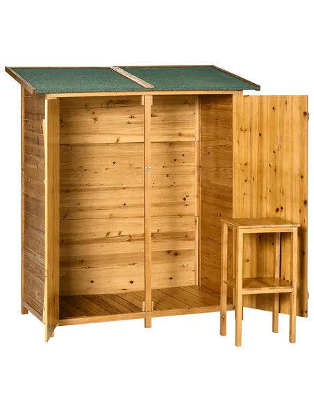 Outsunny 139 x 75 Fir Wood Garden Shed, with Asphalt Roof - Natural