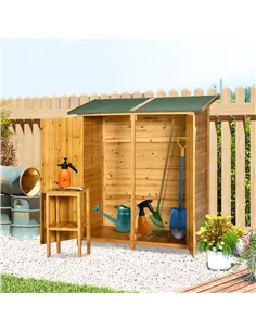 Outsunny 139 x 75 Fir Wood Garden Shed, with Asphalt Roof - Natural 2