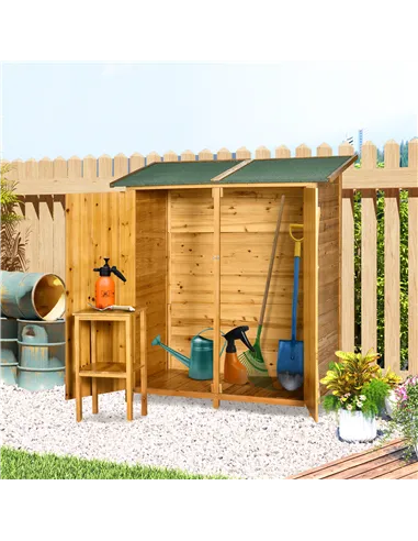 Outsunny 139 x 75 Fir Wood Garden Shed, with Asphalt Roof - Natural