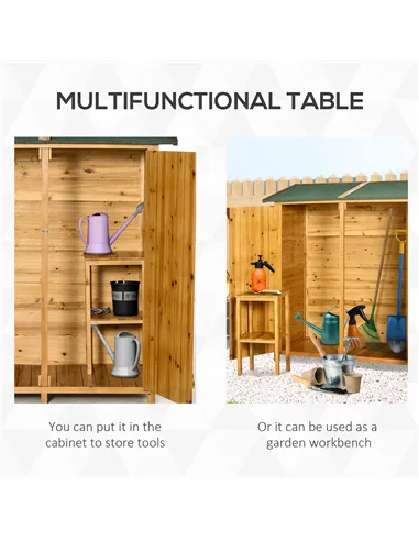 Outsunny 139 x 75 Fir Wood Garden Shed, with Asphalt Roof - Natural