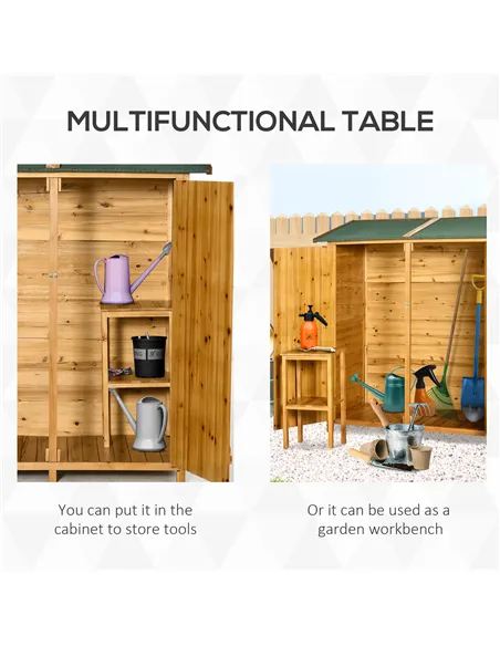 Outsunny 139 x 75 Fir Wood Garden Shed, with Asphalt Roof - Natural