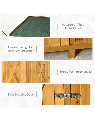 Outsunny 139 x 75 Fir Wood Garden Shed, with Asphalt Roof - Natural