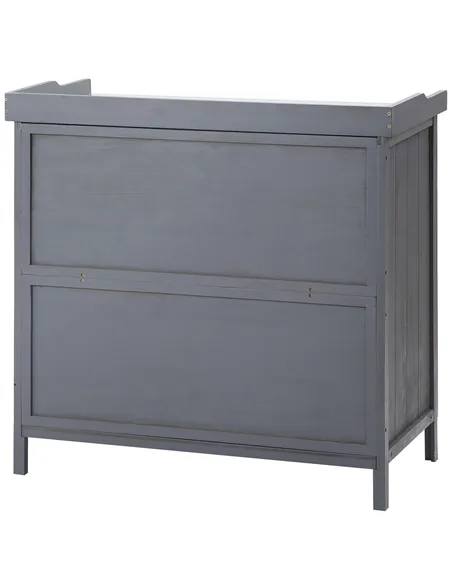 Outsunny Garden Storage Cabinet, Outdoor Tool Shed, Potting Bench Table with Galvanized Top and Two Shelves for Yard Tools or Po