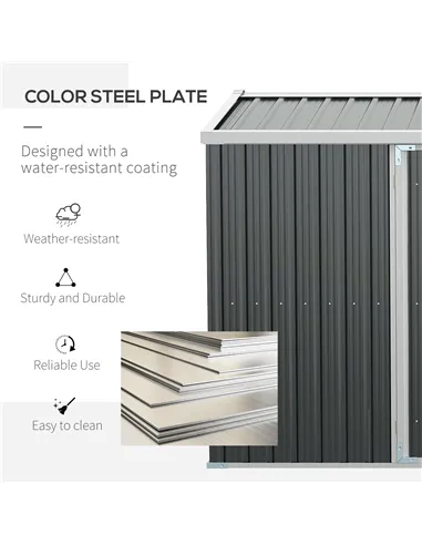 Outsunny 14 x 8ft Outdoor Garden Metal Storage Shed with Lockable Door, Tool Storage Box for Garden, Patio and Lawn, Grey