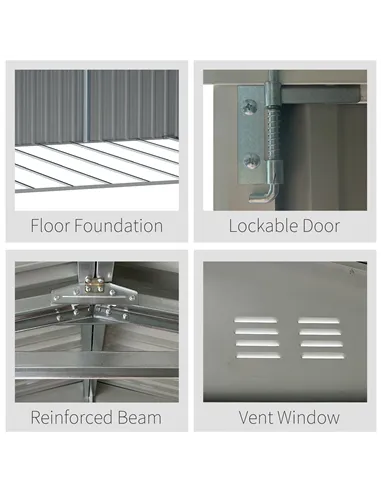 Outsunny 14 x 8ft Outdoor Garden Metal Storage Shed with Lockable Door, Tool Storage Box for Garden, Patio and Lawn, Grey