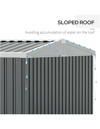 Outsunny 14 x 8ft Outdoor Garden Metal Storage Shed with Lockable Door, Tool Storage Box for Garden, Patio and Lawn, Grey