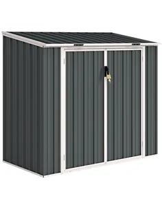 Outsunny 5ft x 3ft Garden 2-Bin Steel Storage Shed, Double Rubbish Storage Shed, Hide Dustbin w/ Locking Doors and Openable Lid