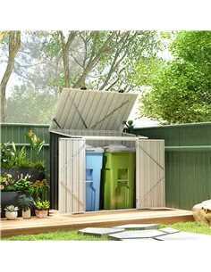 Outsunny 5ft x 3ft Garden 2-Bin Steel Storage Shed, Double Rubbish Storage Shed, Hide Dustbin w/ Locking Doors and Openable Lid 2