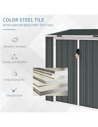 Outsunny 5ft x 3ft Garden 2-Bin Steel Storage Shed, Double Rubbish Storage Shed, Hide Dustbin w/ Locking Doors and Openable Lid