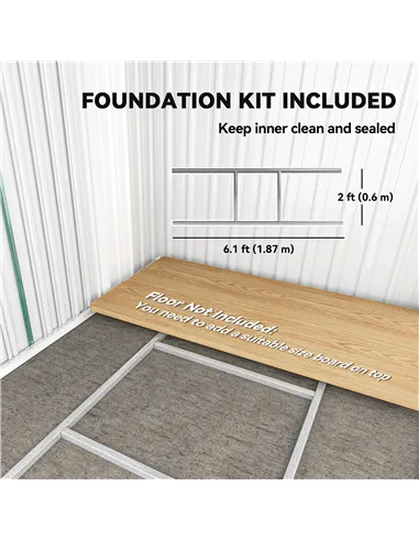 Outsunny 7 x 4ft Outdoor Storage Shed with Foundation Kit, Lean to Metal Garden Shed for Log, Rubbish Bin, Tool, Lawnmower, Bike