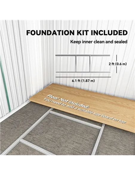 Outsunny 7 x 4ft Outdoor Storage Shed with Foundation Kit, Lean to Metal Garden Shed for Log, Rubbish Bin, Tool, Lawnmower, Bike