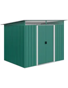 Outsunny 8.5 x 6ft Metal Shed with Lightsky Panels, Garden Storage Tool House with Double Doors for Garden, Patio and Lawn, Gree