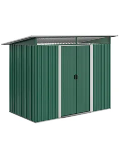 Outsunny 8.5 x 4ft Metal Shed with Lightsky Panels, Garden Storage Tool House with Double Doors for Garden, Patio and Lawn, Gree