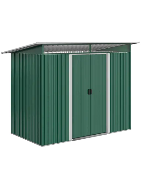 Outsunny 8.5 x 4ft Metal Shed with Lightsky Panels, Garden Storage Tool House with Double Doors for Garden, Patio and Lawn, Gree