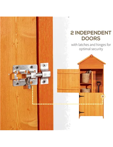Outsunny Wooden Outdoor Storage Shed, Compact Utility Outdoor Tool Shed with Lockable Double Doors and Shelves, Orange