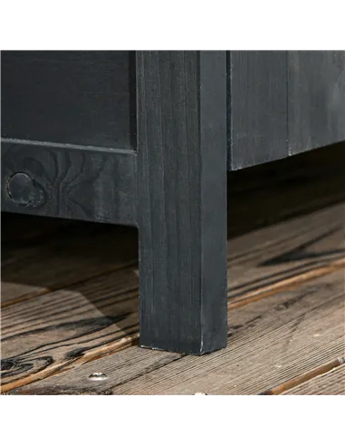 Outsunny Garden Shed 4-Tier Wooden Garden Outdoor Shed 3 Shelves Utility Gardener Cabinet Lockable 2 Doors - Grey