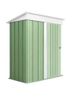 Outsunny Metal Garden Shed, Outdoor Lean-to Shed for Tool Motor Bike, with Adjustable Shelf, Lock, Gloves, 5'x3'x6', Green