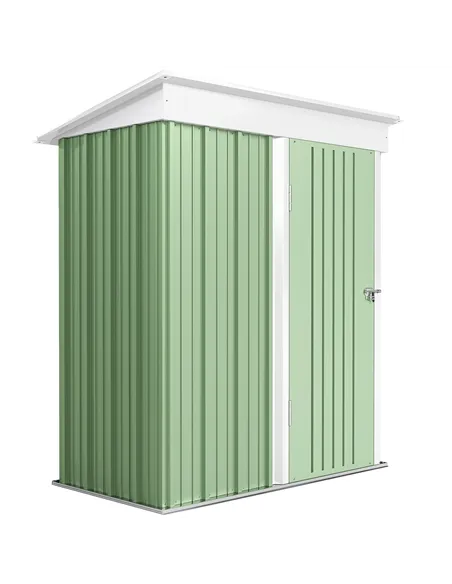 Outsunny Metal Garden Shed, Outdoor Lean-to Shed for Tool Motor Bike, with Adjustable Shelf, Lock, Gloves, 5'x3'x6', Green