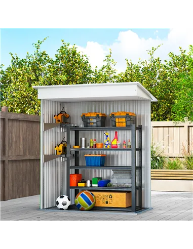 Outsunny Metal Garden Shed, Outdoor Lean-to Shed for Tool Motor Bike, with Adjustable Shelf, Lock, Gloves, 5'x3'x6', Green