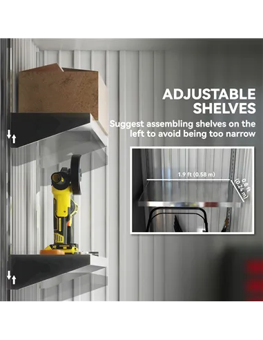 Outsunny Metal Garden Shed, Outdoor Lean-to Shed for Tool Motor Bike, with Adjustable Shelf, Lock, Gloves, 5'x3'x6',  Dark Grey