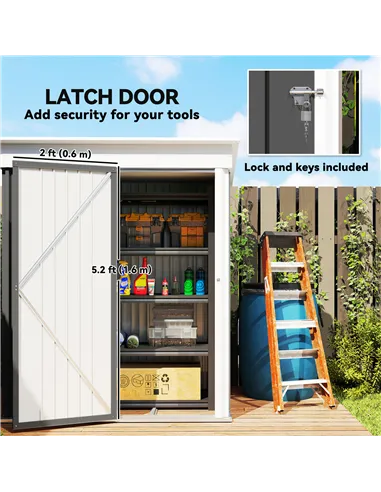 Outsunny Metal Garden Shed, Outdoor Lean-to Shed for Tool Motor Bike, with Adjustable Shelf, Lock, Gloves, 5'x3'x6',  Dark Grey