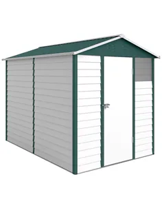 Outsunny 9x 6FT Metal Outdoor Garden Shed, Galvanised Tool Storage Shed w/ Sloped Roof, Lockable Door for Patio Lawn, Green