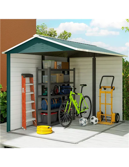 Outsunny 9x 6FT Metal Outdoor Garden Shed, Galvanised Tool Storage Shed w/ Sloped Roof, Lockable Door for Patio Lawn, Green