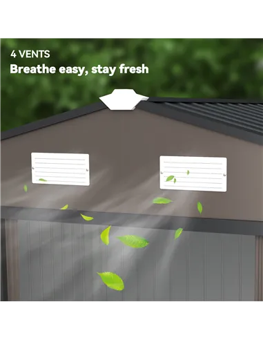 Outsunny 9 x 6ft Metal Garden Shed, Outdoor Storage Tool House with Ventilation Slots, Foundation Kit and Lockable Double Doors,