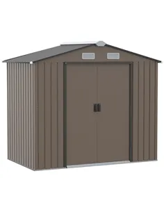 Outsunny 7 x 4ft Metal Garden Shed, Outdoor Storage Tool House with Ventilation Slots, Foundation Kit and Lockable Double Doors,
