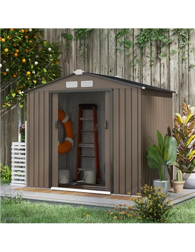 Outsunny 7 x 4ft Metal Garden Shed, Outdoor Storage Tool House with Ventilation Slots, Foundation Kit and Lockable Double Doors,