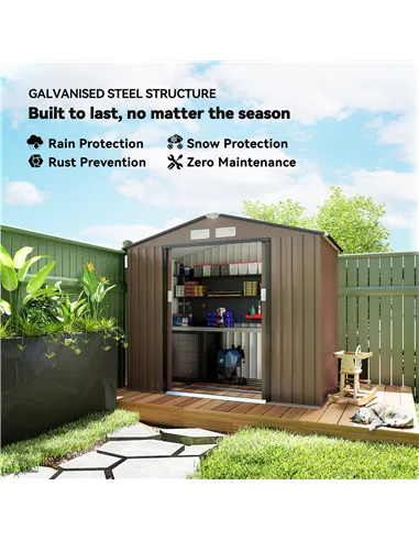 Outsunny 7 x 4ft Metal Garden Shed, Outdoor Storage Tool House with Ventilation Slots, Foundation Kit and Lockable Double Doors,