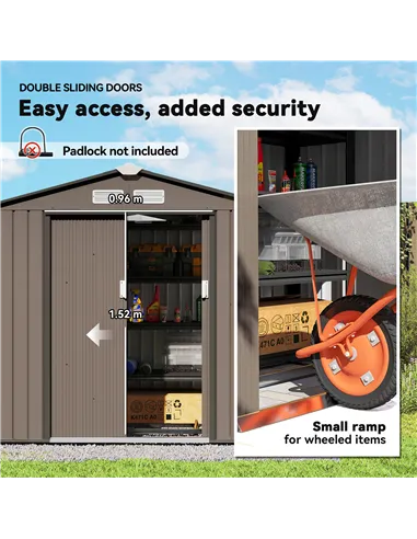 Outsunny 7 x 4ft Metal Garden Shed, Outdoor Storage Tool House with Ventilation Slots, Foundation Kit and Lockable Double Doors,