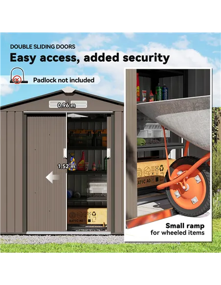 Outsunny 7 x 4ft Metal Garden Shed, Outdoor Storage Tool House with Ventilation Slots, Foundation Kit and Lockable Double Doors,