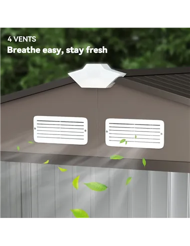 Outsunny 7 x 4ft Metal Garden Shed, Outdoor Storage Tool House with Ventilation Slots, Foundation Kit and Lockable Double Doors,