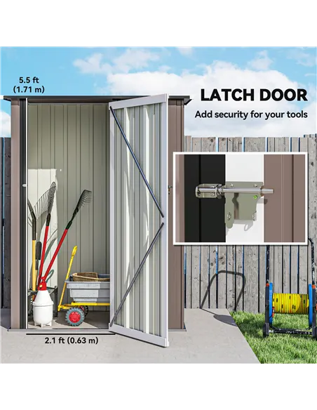 Outsunny 5ft x 3ft Metal Garden Storage Shed, Outdoor Tool Shed with Sloped Roof, Lockable Door for Tools, Equipment, Brown