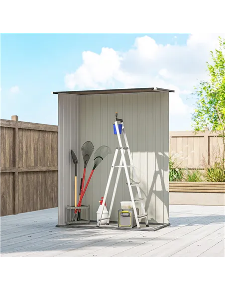 Outsunny 5ft x 3ft Metal Garden Storage Shed, Outdoor Tool Shed with Sloped Roof, Lockable Door for Tools, Equipment, Brown